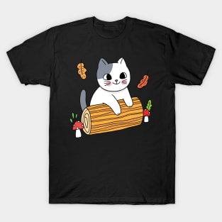 Mushroom Cat Wood T-Shirt